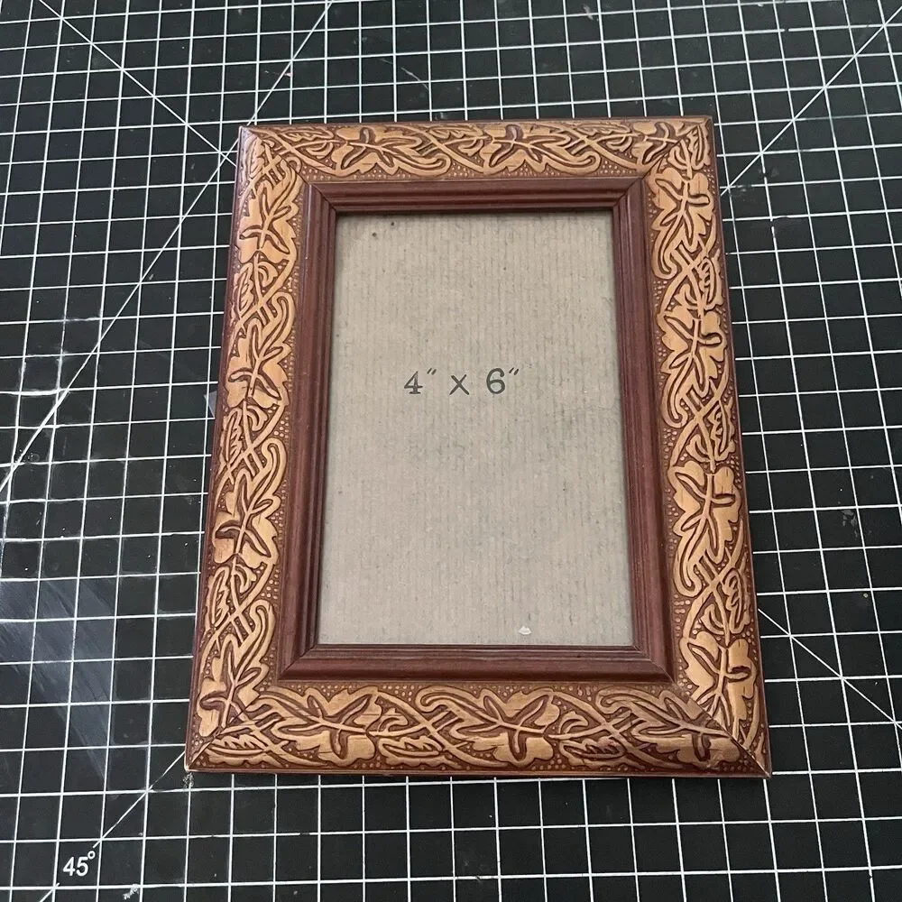 hand-carved wooden picture frame WALL ONLY Brown Cute Boho Decor Wood Neutral